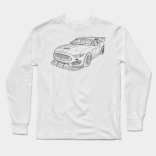 Shelby GT500 Wireframe Drawing Long Sleeve T-Shirt